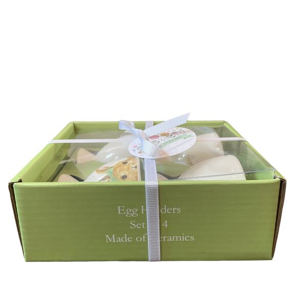 Bunny Boulevard Fine Porcelain Egg Cups Set of 4 Spring Easter Bunny Decor NIB - Picture 8 of 9